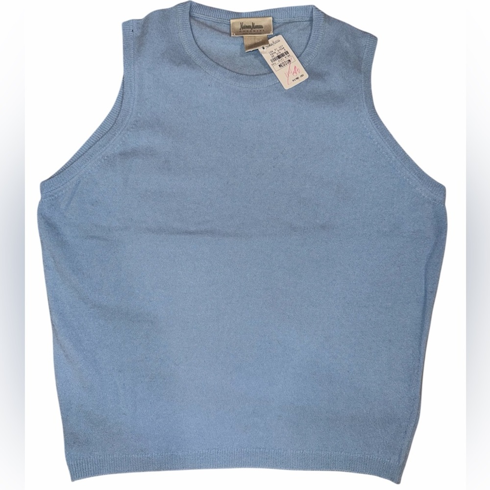 Neiman Marcus 100% Cashmere Sleeveless Sweater Tank Top Blue Medium NWT